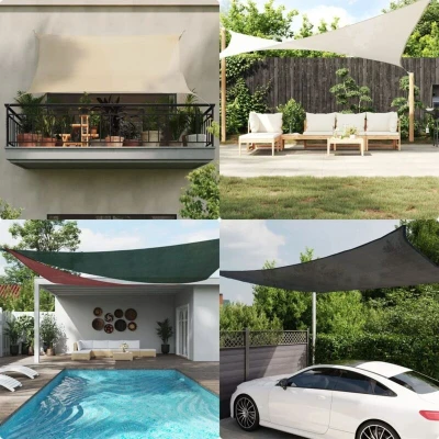 Slika vidaXL Sunshade Sail 160 g/m² Cream 4x4x5.8 m HDPE