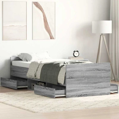 Slika vidaXL Bed Frame without Mattress Grey Sonoma 90x190 cm Single