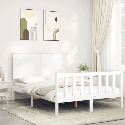 Slika vidaXL Bed Frame without Mattress White 140x190 cm Solid Wood Pine