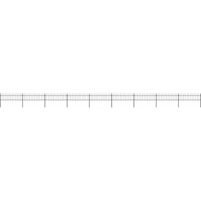 Slika vidaXL Garden Fence with Hoop Top Steel 1603.5x60 cm Black