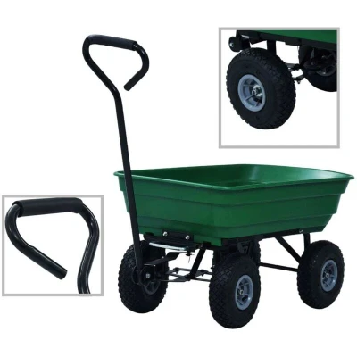 Slika vidaXL Garden Tipping Hand Cart 300 kg 75L Green