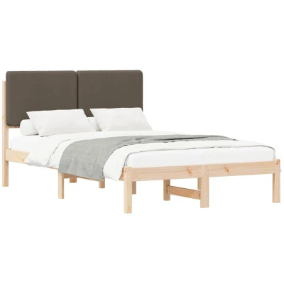 Slika vidaXL Bed Frame with Upholstered Headboard Taupe 120 x 200 cm