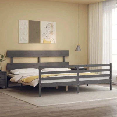 Slika vidaXL Bed Frame without Mattress Grey 200x200 cm Solid Wood