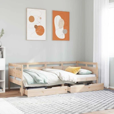 Slika vidaXL Daybed with Drawers without Mattress 90x190 cm Single Solid Wood