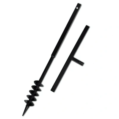 Slika vidaXL Ground Drill with Handle Auger Bit 80 mm Double Spirals Steel Black