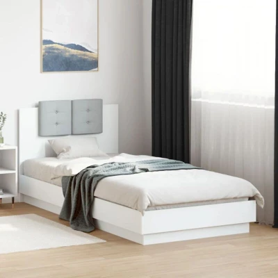 Slika vidaXL Bed Frame with LED without Mattress White 100x200 cm
