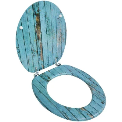 Slika vidaXL Toilet Seat with MDF Lid Old Wood Design