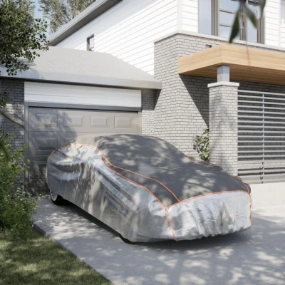 Slika vidaXL Car Cover for Sedan Hail Protection Full XL Grey and Silver