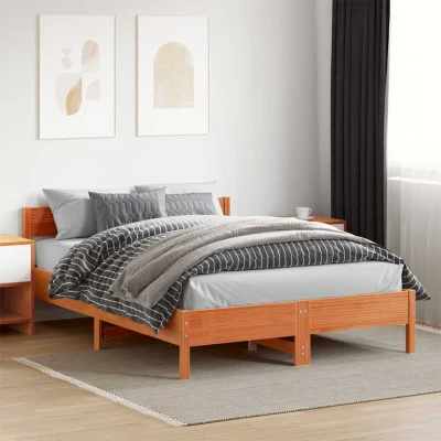 Slika vidaXL Bed Frame without Mattress Wax Brown 140x200 cm Solid Wood Pine