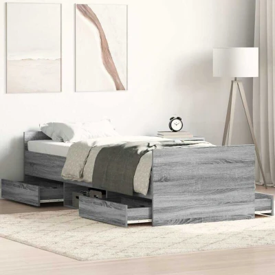 Slika vidaXL Bed Frame without Mattress Grey Sonoma 75x190 cm Small Single