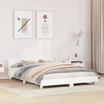 Slika vidaXL Bed Frame without Mattress White 150x200 cm King Size Solid Wood Pine