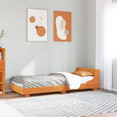 Slika vidaXL Bed Frame without Mattress Wax Brown 100x200 cm Solid Wood Pine