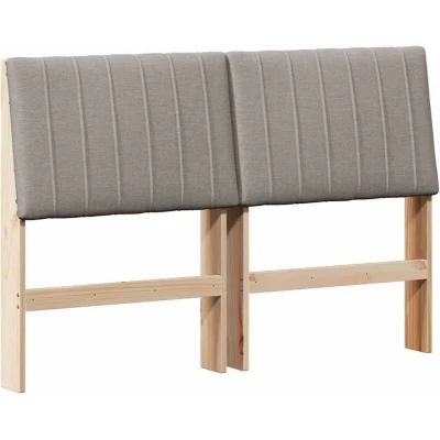 Slika vidaXL Upholstered Headboard Taupe 140 cm Solid Pine Wood