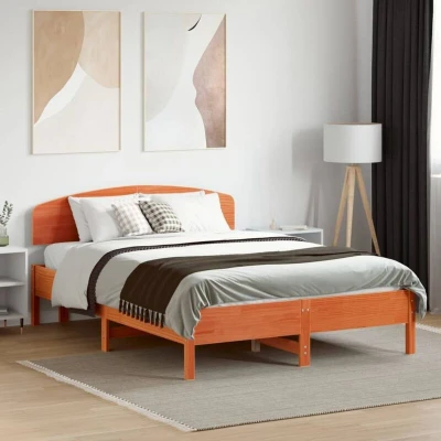 Slika vidaXL Bed Frame without Mattress Wax Brown 135x190 cm Double Solid Wood Pine
