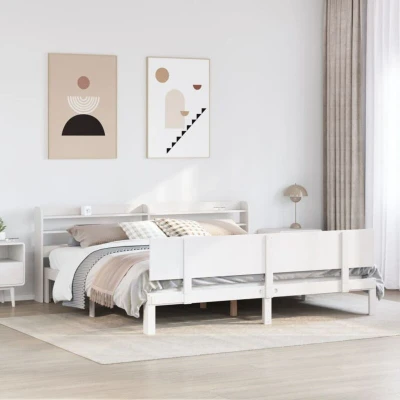 Slika vidaXL Bed Frame with Headboard without Mattress White 180x200 cm Super King