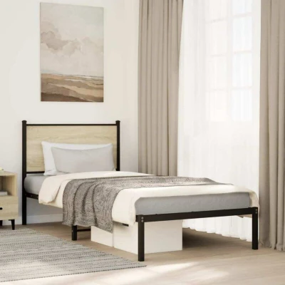 Slika vidaXL Metal Bed Frame without Mattress Sonoma Oak 80x200 cm