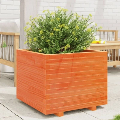 Slika vidaXL Garden Planter Wax Brown 60x60x49.5 cm Solid Wood Pine